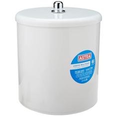 Cesto Multiuso com Tampa Diam 20 x 25 cm , Puxador Cromado , Astra, Branco