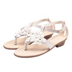 Sandália de Salto Infantil Menina Tiras Flores Branca