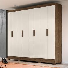 Guarda Roupa De Casal 8 Portas 236cm Castanho Baunilha Diplomata Moval
