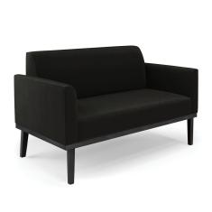 Sofá Namoradeira Base de Madeira Fixa Preto Marisa Suede - D`Rossi