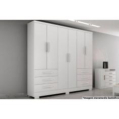 Guarda Roupa Solteiro 6 Portas E 6 Gavetas C-pés Encant Branco - Novo Horizonte