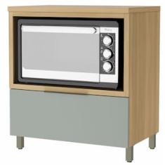 Balcão Nesher Marquesa em MDF 15mm com Nicho para Micro-ondas, 1 Gaveta e 1 Prateleira - 80cm de largura