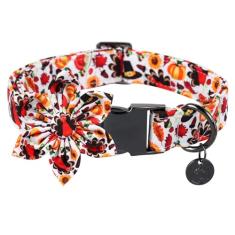 DOGWONG Coleira de cachorro de Ação de Graças Acorn com flor, coleira de cachorro de peru de outono durável e macia coleira de cachorro para animais de estimação fofo colar de abóbora para cães pequenos, médios e grandes