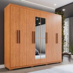 Guarda-roupa Casal 8 Portas 4 Gavetas com Espelho com Pés Montreal Cinamomo