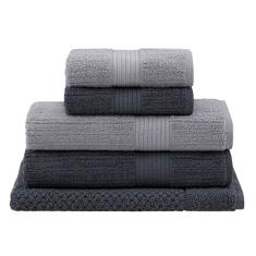 Jogo de Toalhas Buddemeyer Fio Penteado Canelado Gigante Cinza/Grafite 5 peças