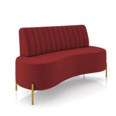 Sofá 2 Lugares Living 160cm Pé Ferro Dourado Maraú Veludo Vermelho K01 - D`Rossi