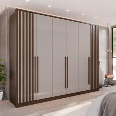 Guarda-Roupa 6 Portas 1 Gaveta Anápolis Ripado 100% MDF New Canion/Off White