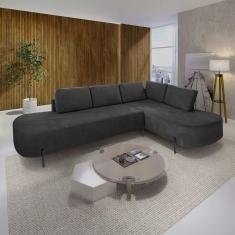 Sofá de Canto Luna Orgânico 265 cm Para Sala de Estar Cinza