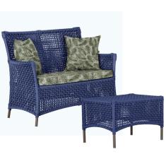 1 Sofá Área e Mesa Igapó Alumínio Pintura Marrom Corda Náutica Estofad