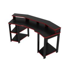 Mesa Gamer Para 2 Monitores 186,6x89,5x70 cm Preto/Vermelho - Tecnomob