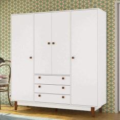 Guarda Roupa Casal 4 Portas 3 Gavetas Vintage Olivar