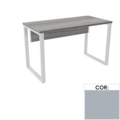 Mesa de Escritório Pé Tubular PE25 em MDP 90 x 60 cm Cinza com Base Ci