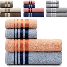 Jogo de Toalhas de Algodão 4 Peças Banho e Rosto Karsten - Emcompre