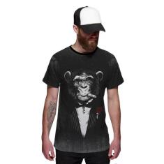 Camiseta Macaco de Terno Estiloso - Di Nuevo, XG, Preto