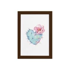 Quadro Cacto e Coração Moldura Preta 22x32cm - Quartinhos