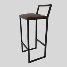 Banqueta Alta Balcão Bistrô Preta Confort Industrial Assento Estofado 