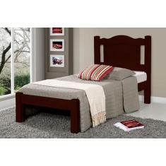 Cama de Solteiro Paris de Madeira Maciça Tauari - Cor Mogno - SANTA RO