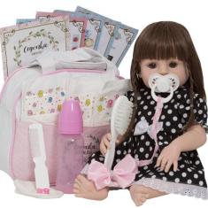 Boneca Reborn Laura Corpo Silicone Completa Bolsa Acessórios - Cegonha