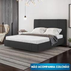 Cama Casal Flutuante Star Linho - Skybox - SKYBOX BOX E BAÚS, Preto