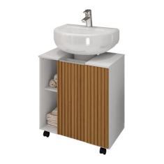 Gabinete Para Banheiro Pequin Bechara  2075554 Banheiro Branco Ripado 