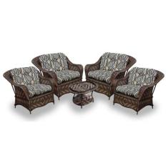 Conjunto de Poltronas Fibra Sintética Naja - 4 Poltronas + 1 Mesa Cent