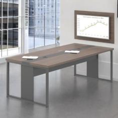 Mesa para Escritório Com Painel TV 40" Lisboa Freijó Preto - CasaH