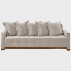 Sofá Cama Casal 4 Lugares e 5 Almofadas Feeling 210cm Cor Veludo Bege