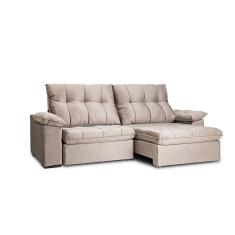 Sofá 4 Lugares Retrátil e Reclinável com USB Flexforma Triton Veludo Castor 250 cm