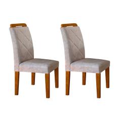 Cadeira Sala de Jantar Melissa Kit 2 Un Madeira Capuccino/Suede Creme - Rufato