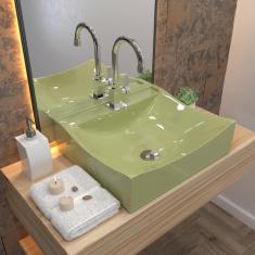 Kit Cuba Q440 Com Torneira Luxo 1195 Metal + Válvula Click 1``b (2,6cm) + Sifão Cromado + Flexível Verde Acqua