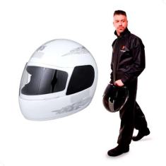 Capacete Moto Branco Fechado Pro Tork Liberty Four Viseira Transparent