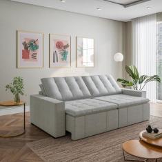 Sofá Cama Retrátil e Reclinável 4 Lugares 280cm em Linho Palmeira Cabe