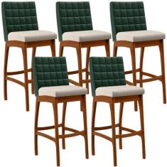 Kit 05 Banquetas Altas Cozinha B04 Verde Musgo Cru - LYAM DECOR