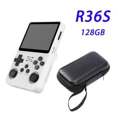 Console de jogos portátil retrô R36S,128 GB, sistema Arkos 2.0, 1 GB de RAM, console de jogos integrado com mais de 39.000 jogos, brinquedo de descompressão portátil para adultos, adequado para vários emuladores, video game portatil,como N64/PSP/PS/GBA (Branco)