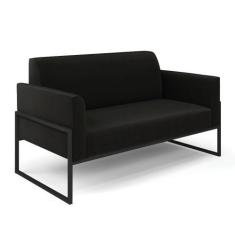 Sofá Namoradeira Base Industrial Alta Preto Marisa Suede Preto D03 - D