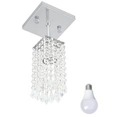 MARRYLUZ Lustre Quadrado Com Lampada Led Bivolt, 7 cm x 7 cm, Branco, Incolor, Pendente, Alumínio Espelhado, Acrílico, Glamour, Sala, Casa