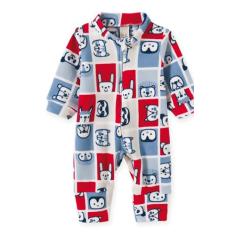 Macacão Pijama Bebê E Infantil Soft Pingo Lelê  Xadrez Bichos