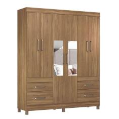 Guarda Roupa Casal 6 Portas Com Pés E Espelho Amêndola Touch