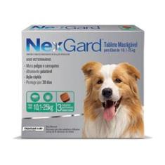 Anti Pulgas e Carrapatos NexGard para Cães de 10,1 a 25 Kg - 3 Tabletes