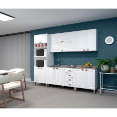 Cozinha Modulada Compacta 5 Peças Sem Tampo de 120 Branco Cristal Luciane Móveis