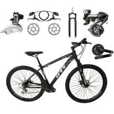 Bicicleta Aro 29 GTI Roma Câmbios Shimano Altus 24v K7 Alumínio Freios Hidráulicos Garfo Com Trava - Preto\Cinza