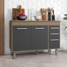 Balcão Barcelona 3 Portas 2 Gavetas com Tampo em MDP Poliman Móveis