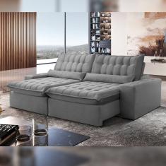 Sofá Retrátil e Reclinável 230cm Domínio Veludo/Grafite