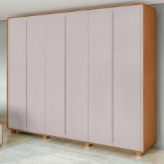 Guarda-roupa Casal Loop 6 Portas com Pés Amêndoa Clean/off White