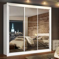 Guarda Roupa Lyon 3 Portas Correr com Espelho Branco Madesa