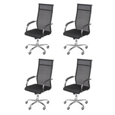 Kit 4 Cadeiras para Escritorio Presidente Alta Roma 3312 Preto