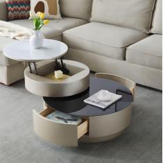 mesa de centro elevatória com armazenamento, mesas de centro redondas grandes de 2 camadas, mesa de centro moderna com armazenamento para escritório doméstico, mesas centrais redondas, sala
