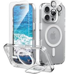 IDweel Capa para iPhone 16 Pro com protetor de tela e protetor de lente de câmera, compatível com MagSafe, suporte embutido para câmera, traseira rígida magnética, borda macia, capa flexível