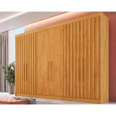 Guarda Roupa Casal 6 Portas (4 Ripadas) e 6 Gavetas Ripadas Potente Peroba - Europa