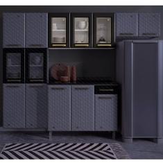 Armário de Cozinha Aéreo 3 Portas Vidro Diamante Telasul